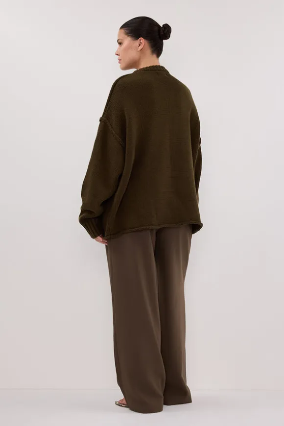 ROY OLIVE LONGLINE KNIT JUMPER