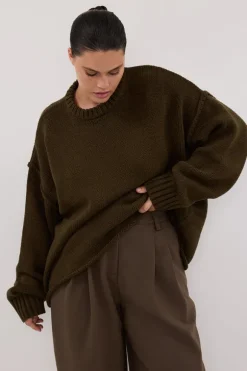 ROY OLIVE LONGLINE KNIT JUMPER