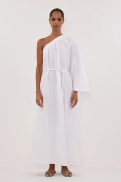 SALLY WHITE LINEN MIDI DRESS