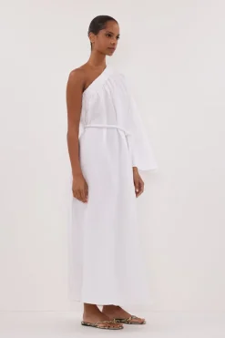 SALLY WHITE LINEN MIDI DRESS