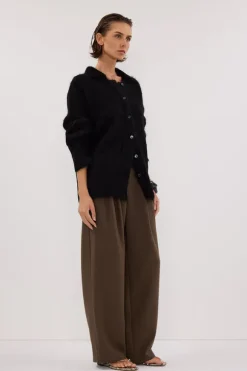 SALMA BLACK POLO NECK KNIT CARDIGAN