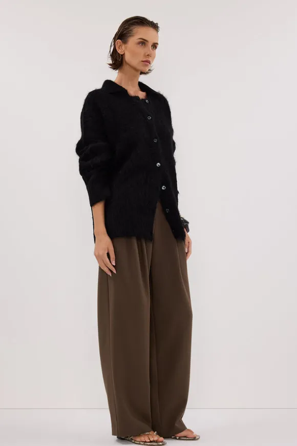 SALMA BLACK POLO NECK KNIT CARDIGAN