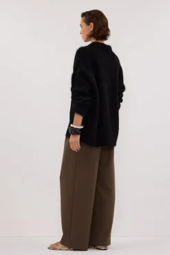 SALMA BLACK POLO NECK KNIT CARDIGAN