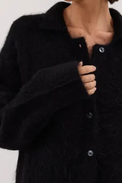 SALMA BLACK POLO NECK KNIT CARDIGAN