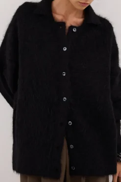 SALMA BLACK POLO NECK KNIT CARDIGAN