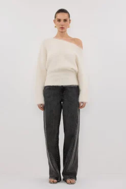 SALMA IVORY ASYM KNIT JUMPER