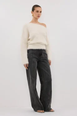 SALMA IVORY ASYM KNIT JUMPER