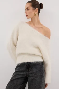 SALMA IVORY ASYM KNIT JUMPER