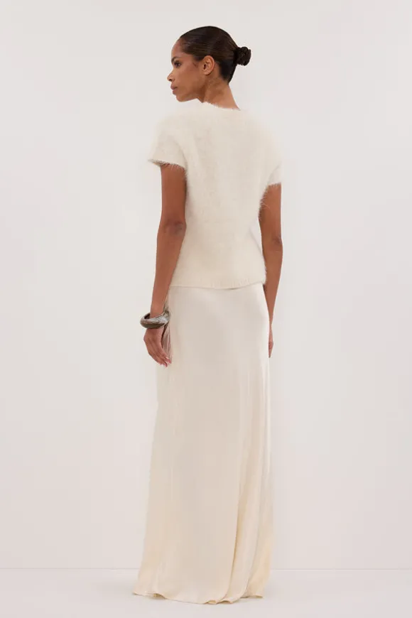 SALMA IVORY CAP SLEEVE KNIT TOP