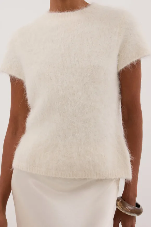 SALMA IVORY CAP SLEEVE KNIT TOP
