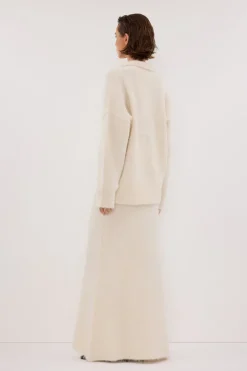 SALMA IVORY POLO NECK KNIT CARDIGAN