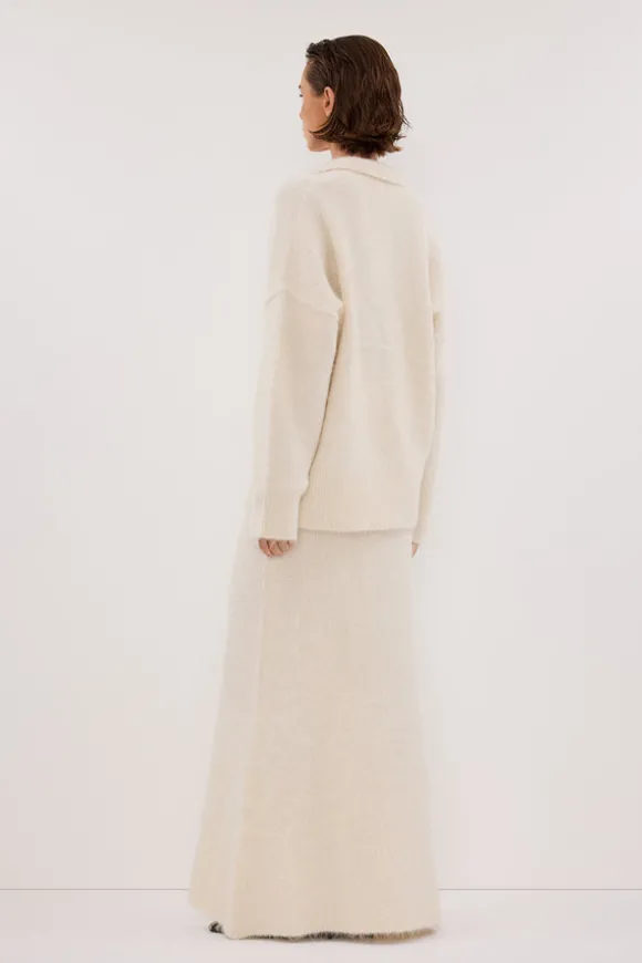 SALMA IVORY POLO NECK KNIT CARDIGAN