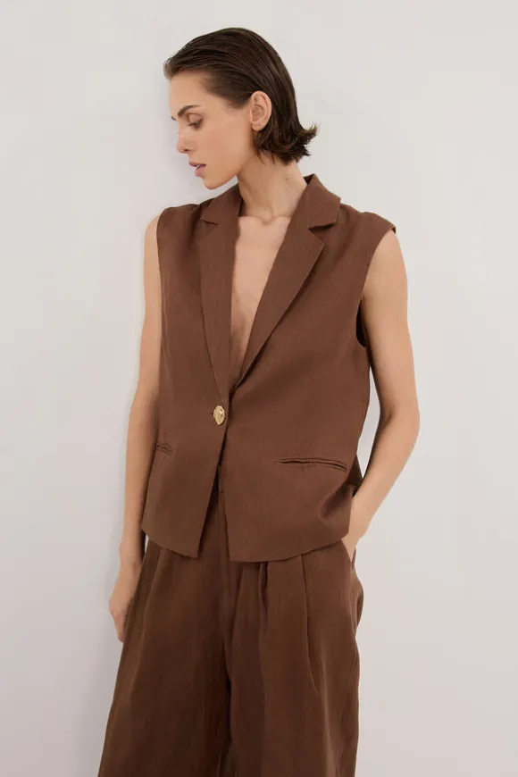 SELAH FONDANT LINEN SLEEVELESS VEST