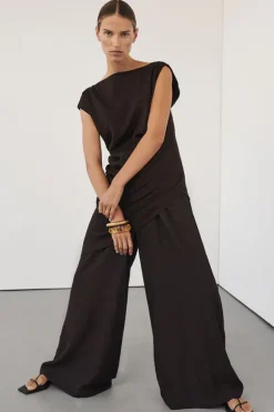 SHYLA BITTER CHOC ASYMMETRICAL TOP