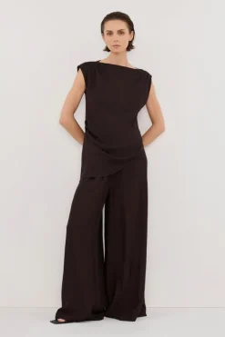 SHYLA BITTER CHOC ASYMMETRICAL TOP