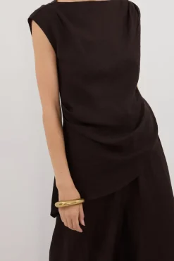 SHYLA BITTER CHOC ASYMMETRICAL TOP