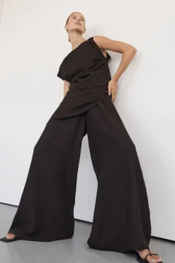 SHYLA BITTER CHOC WIDE LEG PANT
