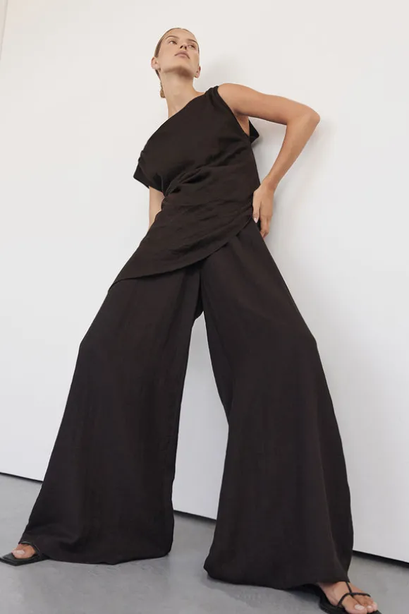 SHYLA BITTER CHOC WIDE LEG PANT
