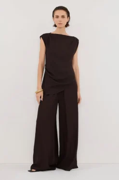 SHYLA BITTER CHOC WIDE LEG PANT