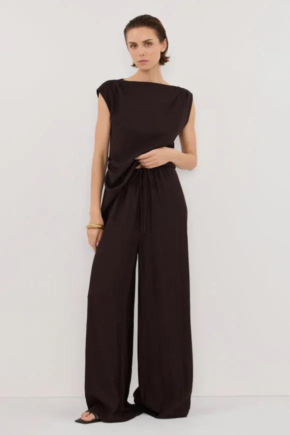 SHYLA BITTER CHOC WIDE LEG PANT