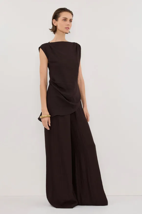 SHYLA BITTER CHOC WIDE LEG PANT
