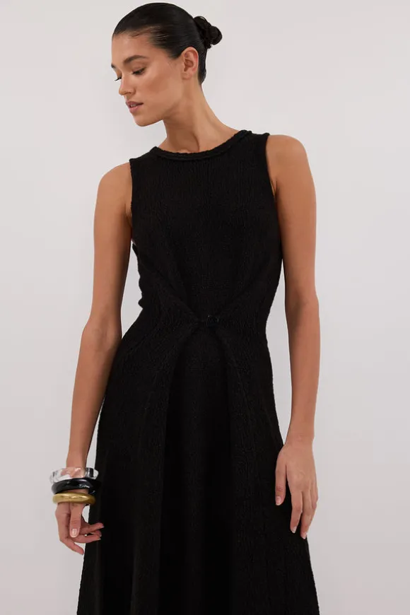 SUE BLACK KNIT MAXI DRESS