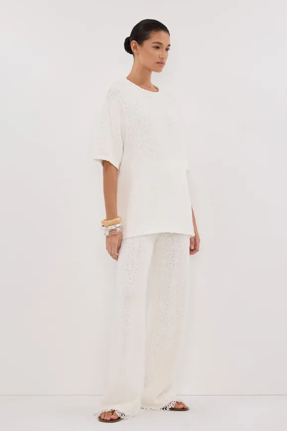 SUE OFF WHITE FRINGE KNIT PANT
