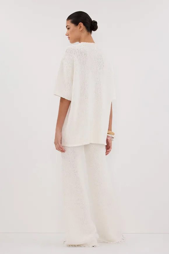 SUE OFF WHITE FRINGE KNIT PANT