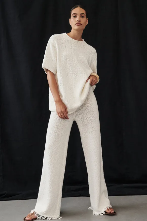 SUE OFF WHITE FRINGE KNIT PANT