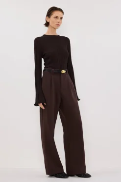 SYLVIA BITTER CHOC CREW KNIT TOP