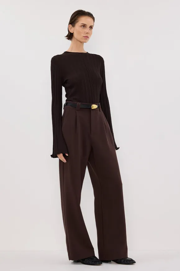 SYLVIA BITTER CHOC CREW KNIT TOP