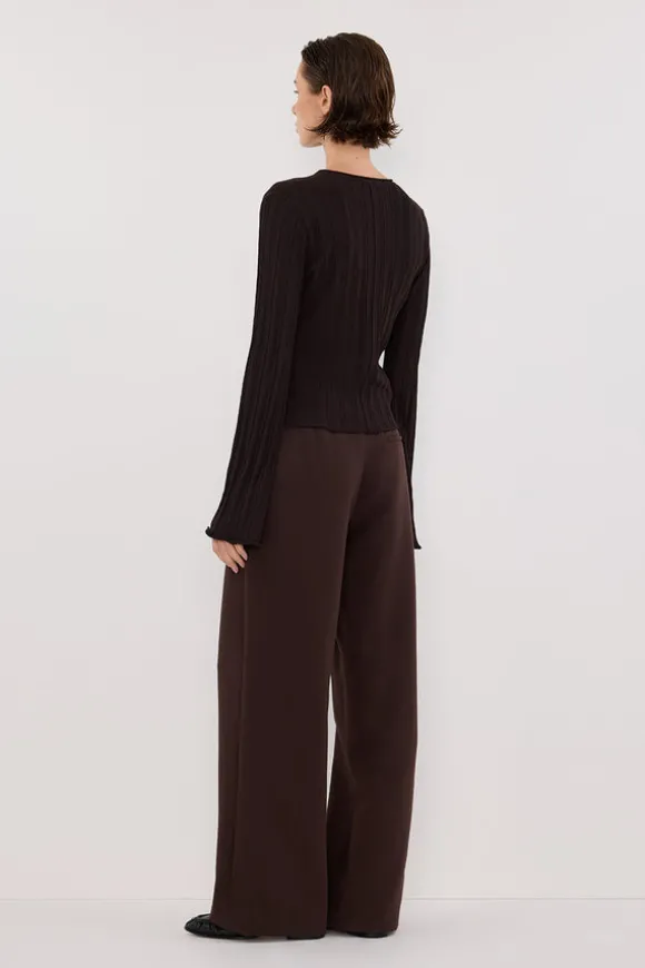 SYLVIA BITTER CHOC CREW KNIT TOP