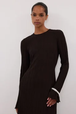SYLVIA BITTER CHOC KNIT MIDI DRESS