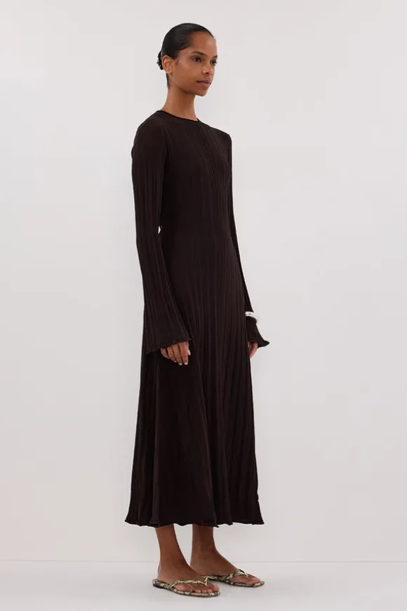 SYLVIA BITTER CHOC KNIT MIDI DRESS