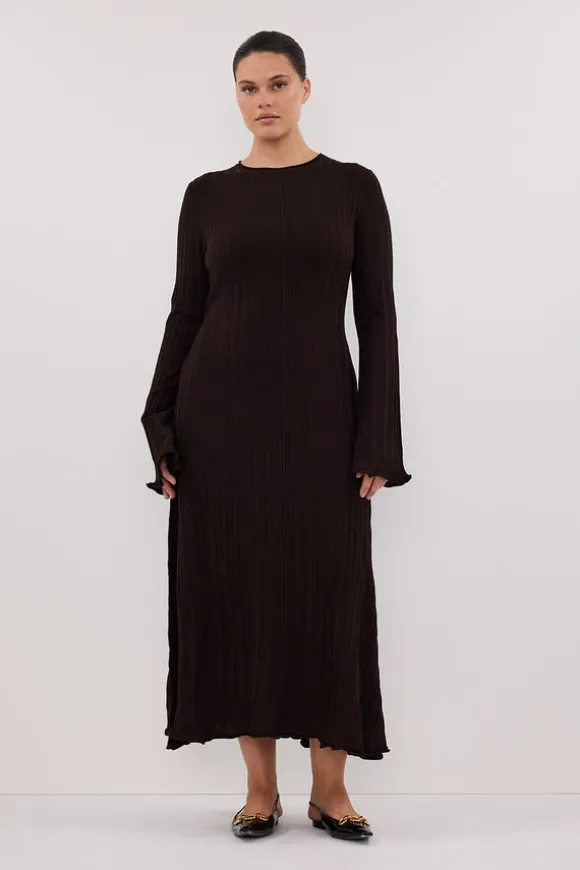 SYLVIA BITTER CHOC KNIT MIDI DRESS