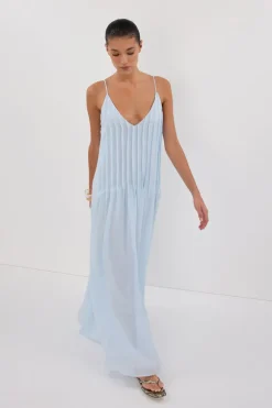 TAHLIA CORNFLOWER RAMIE MIDI DRESS