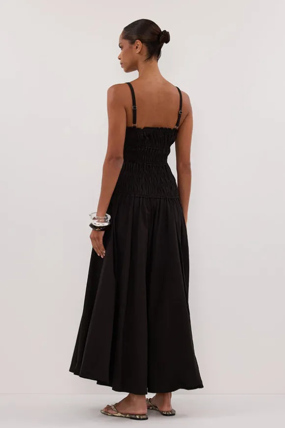 TOBY BLACK COTTON MIDI DRESS