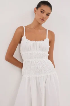 TOBY WHITE COTTON MIDI DRESS