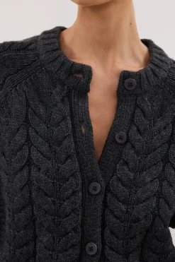TOM CHARCOAL CABLE KNIT CARDIGAN