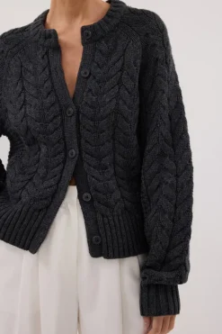 TOM CHARCOAL CABLE KNIT CARDIGAN