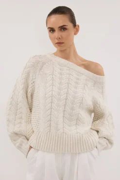 TOM CREAM ASYM KNIT JUMPER