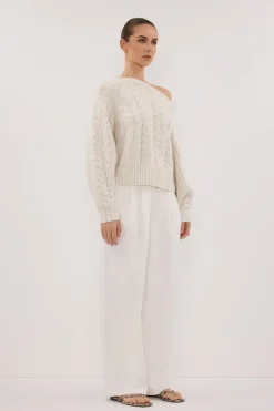 TOM CREAM ASYM KNIT JUMPER
