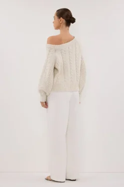 TOM CREAM ASYM KNIT JUMPER