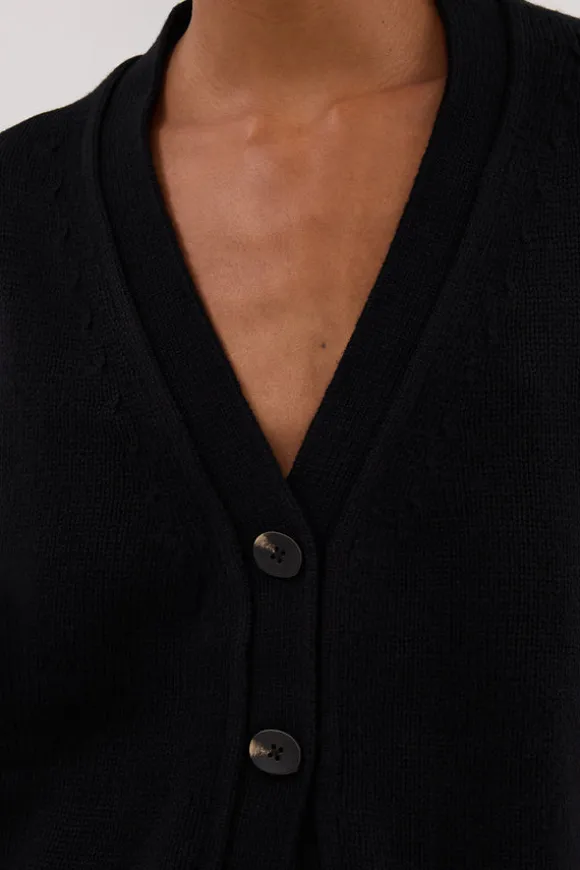 ZOE BLACK LONGLINE CARDIGAN