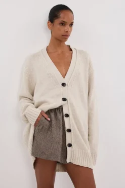 ZOE CHALK LONGLINE CARDIGAN