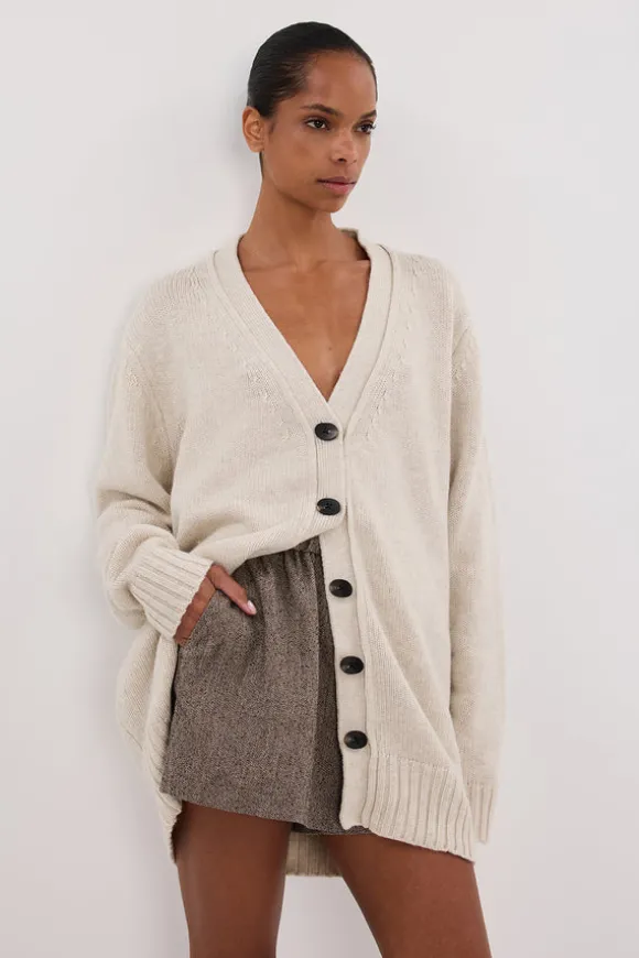 ZOE CHALK LONGLINE CARDIGAN