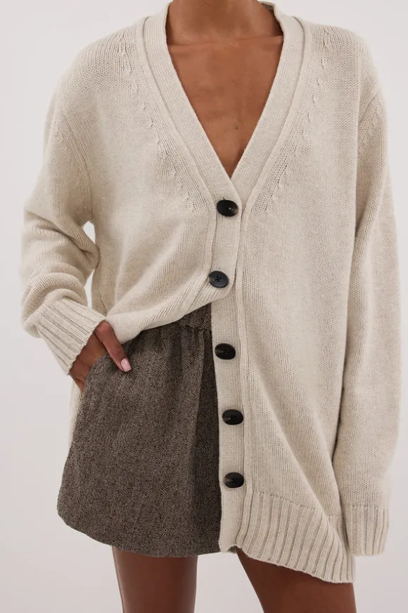 ZOE CHALK LONGLINE CARDIGAN